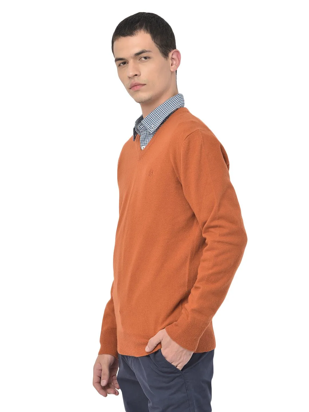 Burnt Orange sweater for men - Thumbnail 2