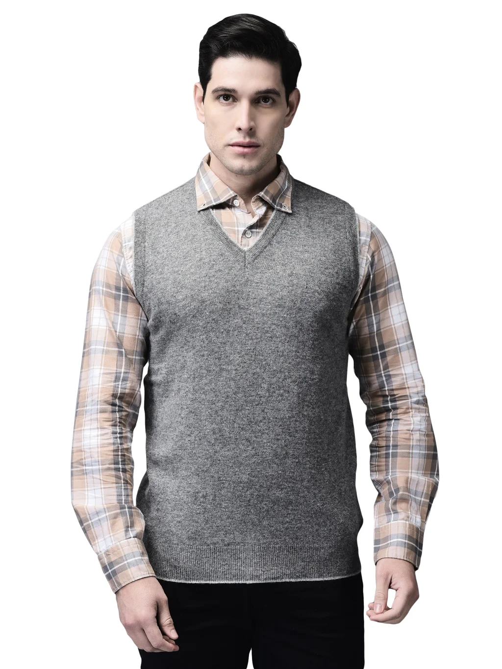 dark-grey-sleeveless-v-neck-pullover-for-men