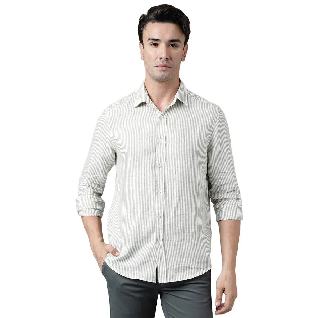 Green/White Shirt for Men - Thumbnail 1