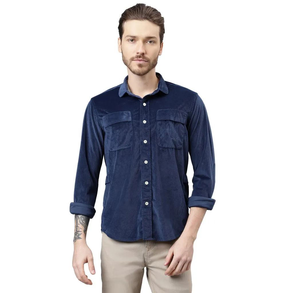 Orion Blue Corduroy Shirt for Men - Image 1