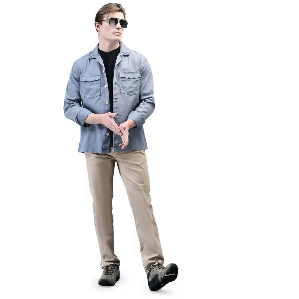 Dull Blue Long Sleeve Shirt for Men - Thumbnail 8