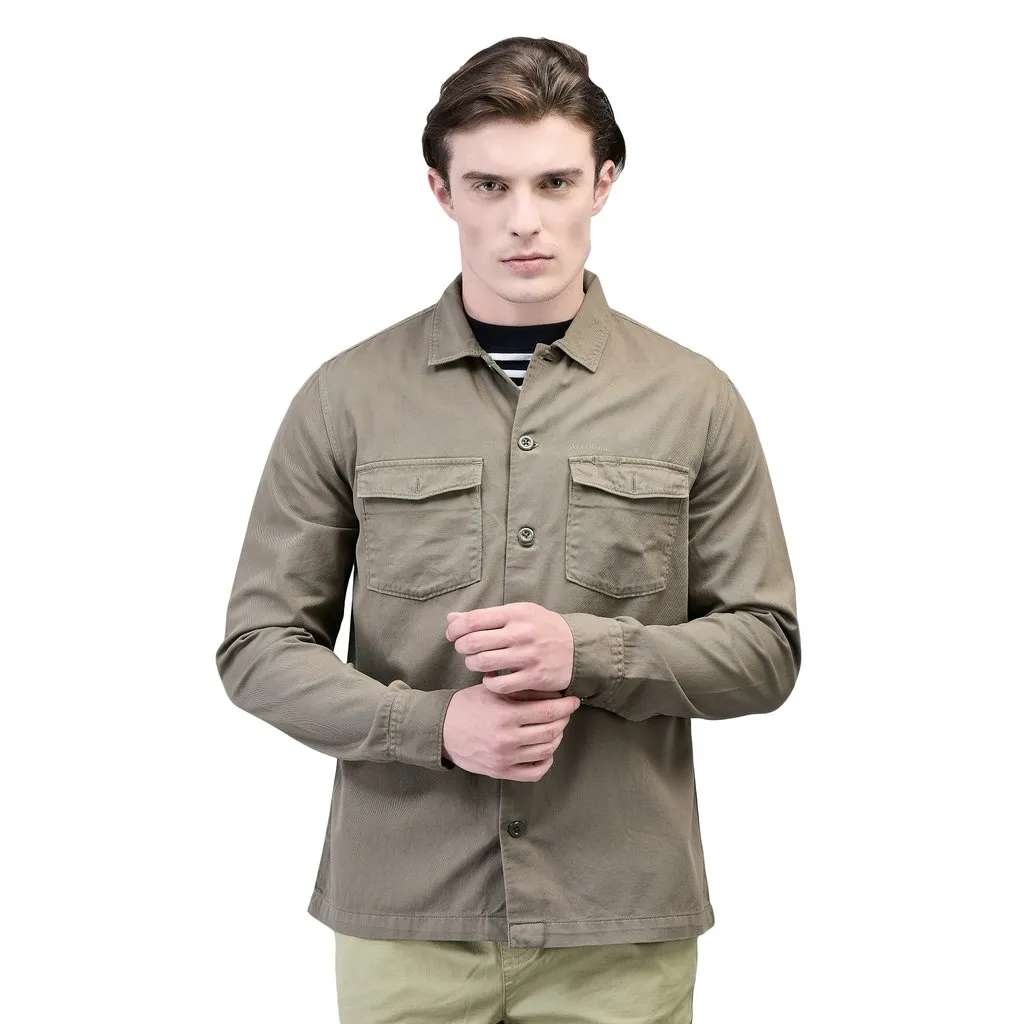 Olive Long Sleeve Shirt for Men - Thumbnail 1