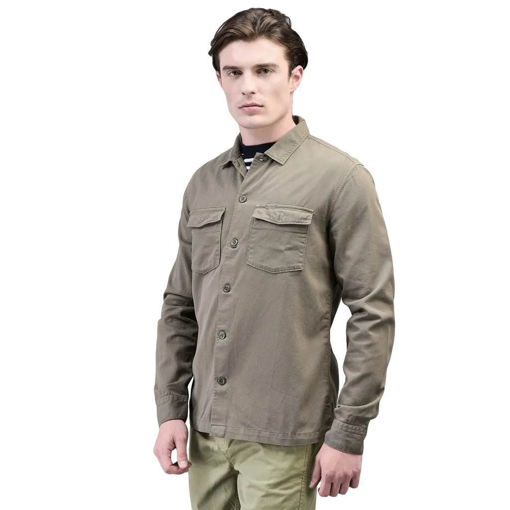 Olive Long Sleeve Shirt for Men - Thumbnail 2