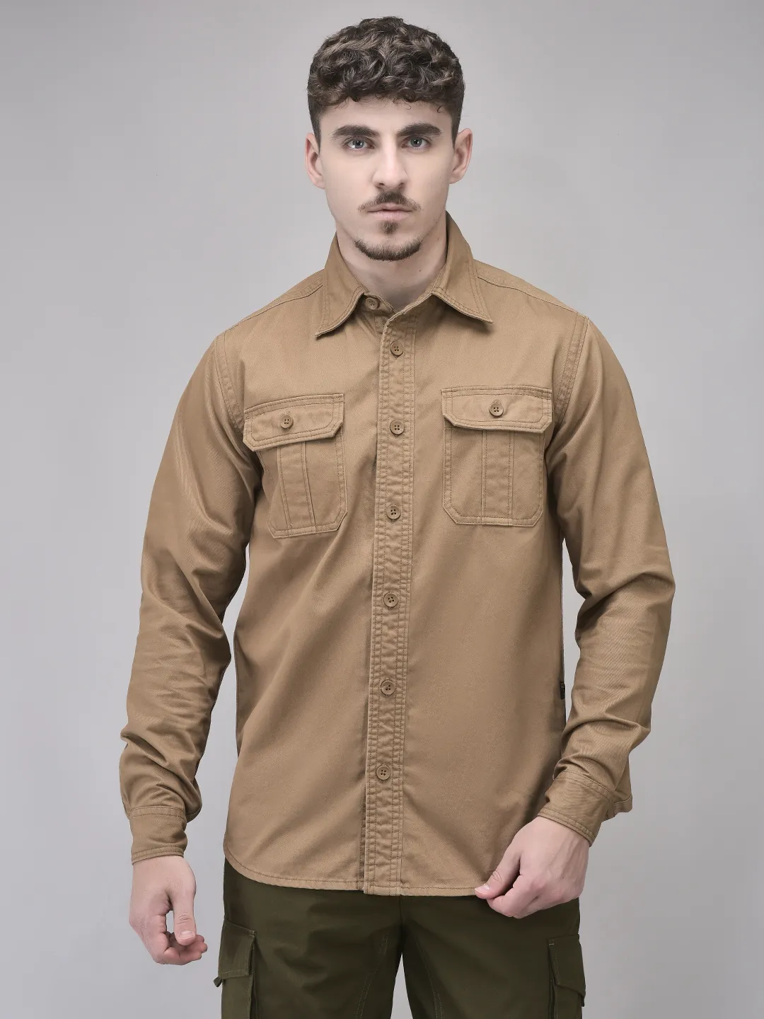 Cotton Camel Men Full Sleeve Shirt - Image 1