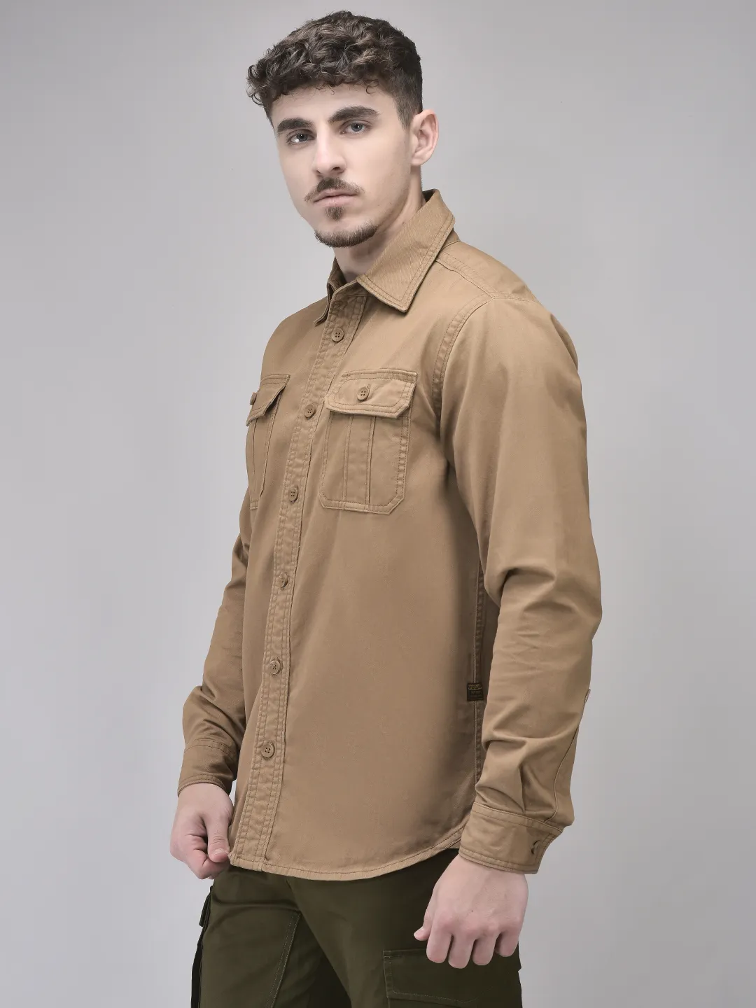 Cotton Camel Men Full Sleeve Shirt - Thumbnail 2