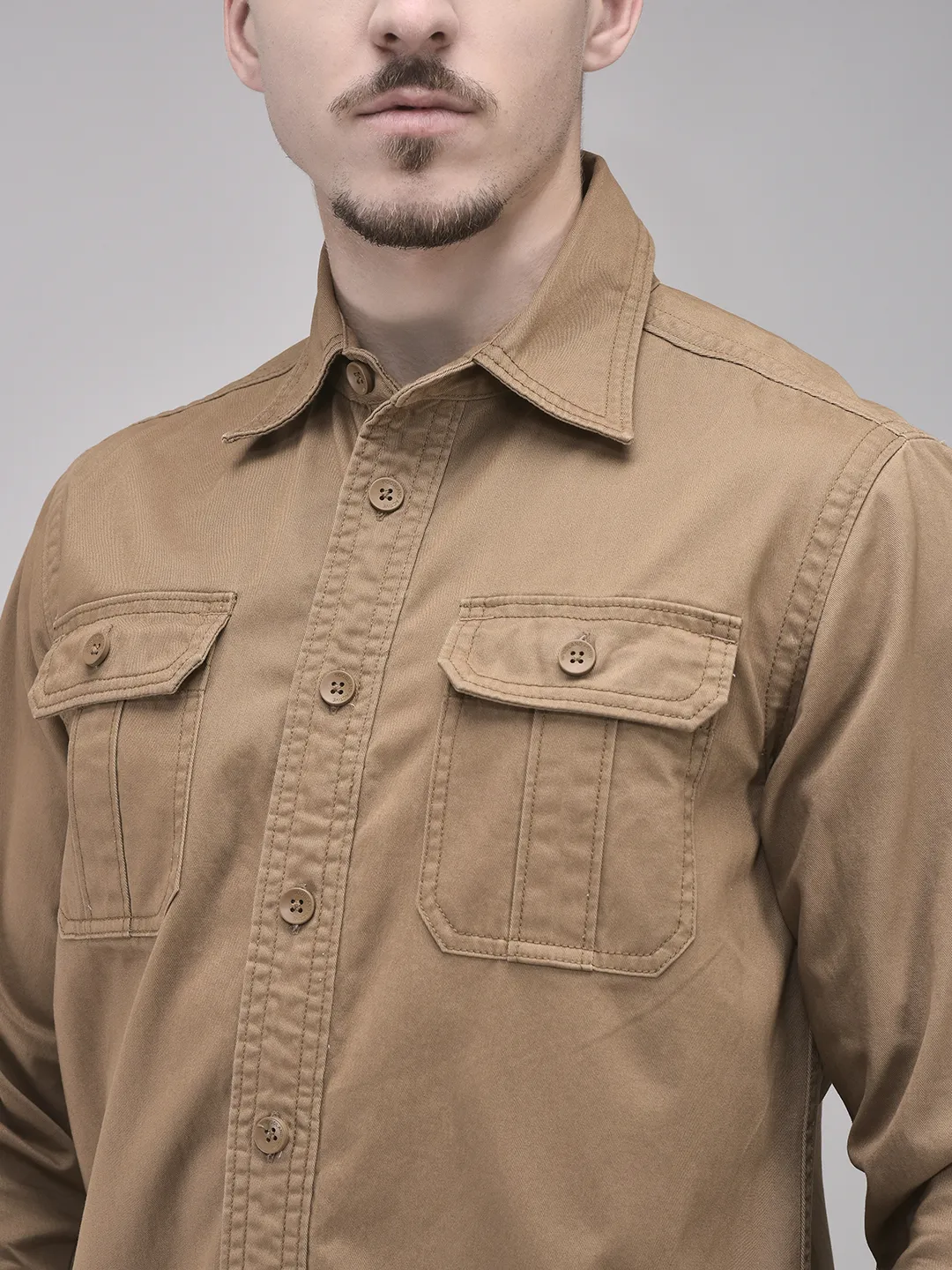Cotton Camel Men Full Sleeve Shirt - Thumbnail 4