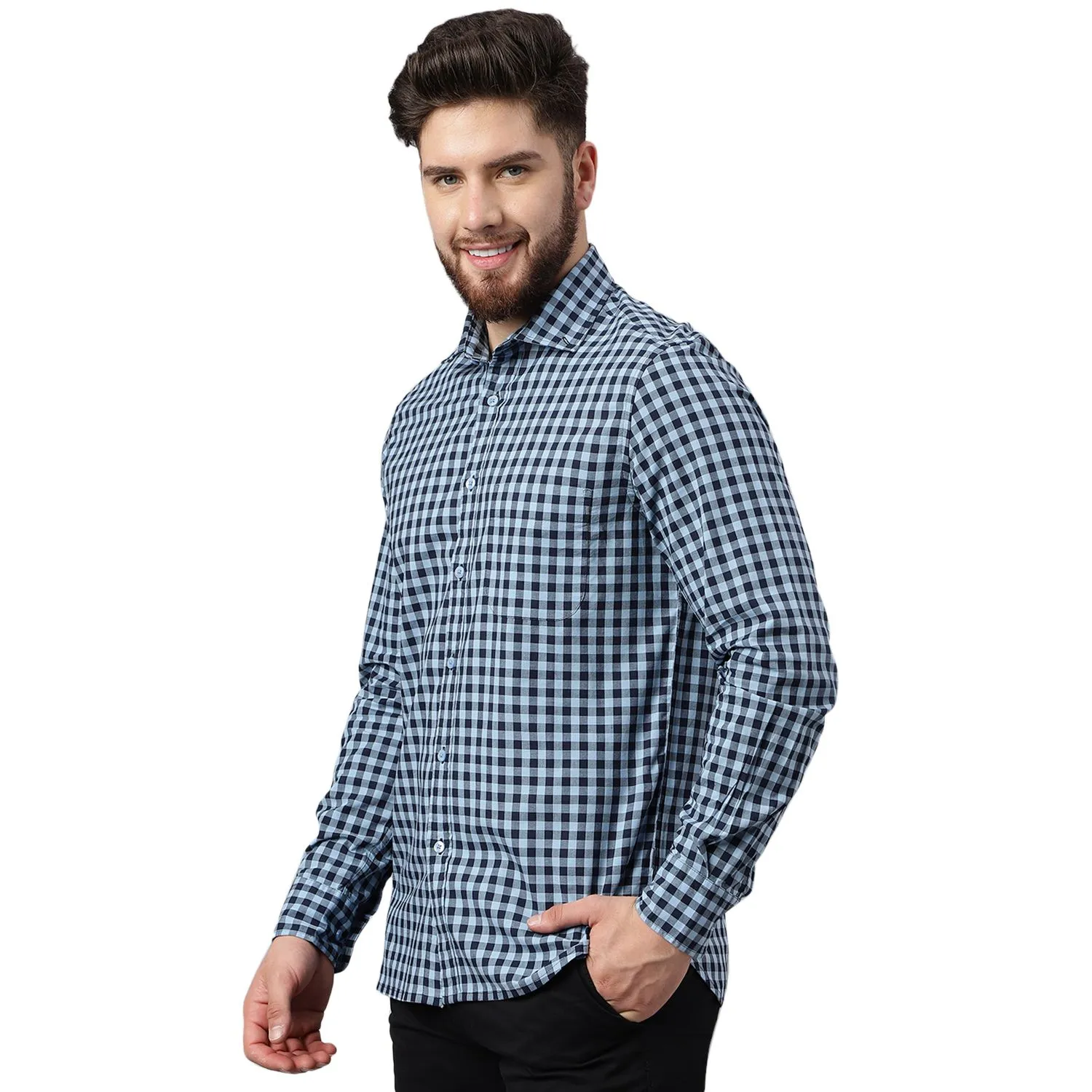 Blue/Navy Shirt for Men - Thumbnail 3