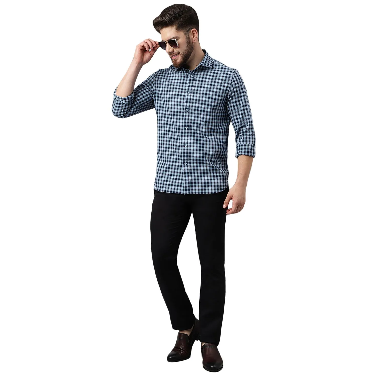 Blue/Navy Shirt for Men - Thumbnail 8
