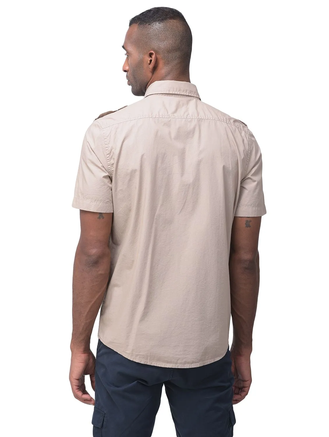Beige half sleeves cargo shirt - Thumbnail 4