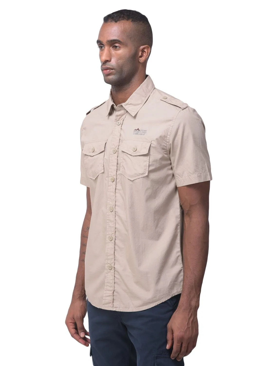 Beige half sleeves cargo shirt - Thumbnail 6