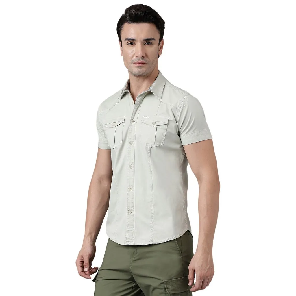 Beige Short sleeve shirt for men - Thumbnail 2