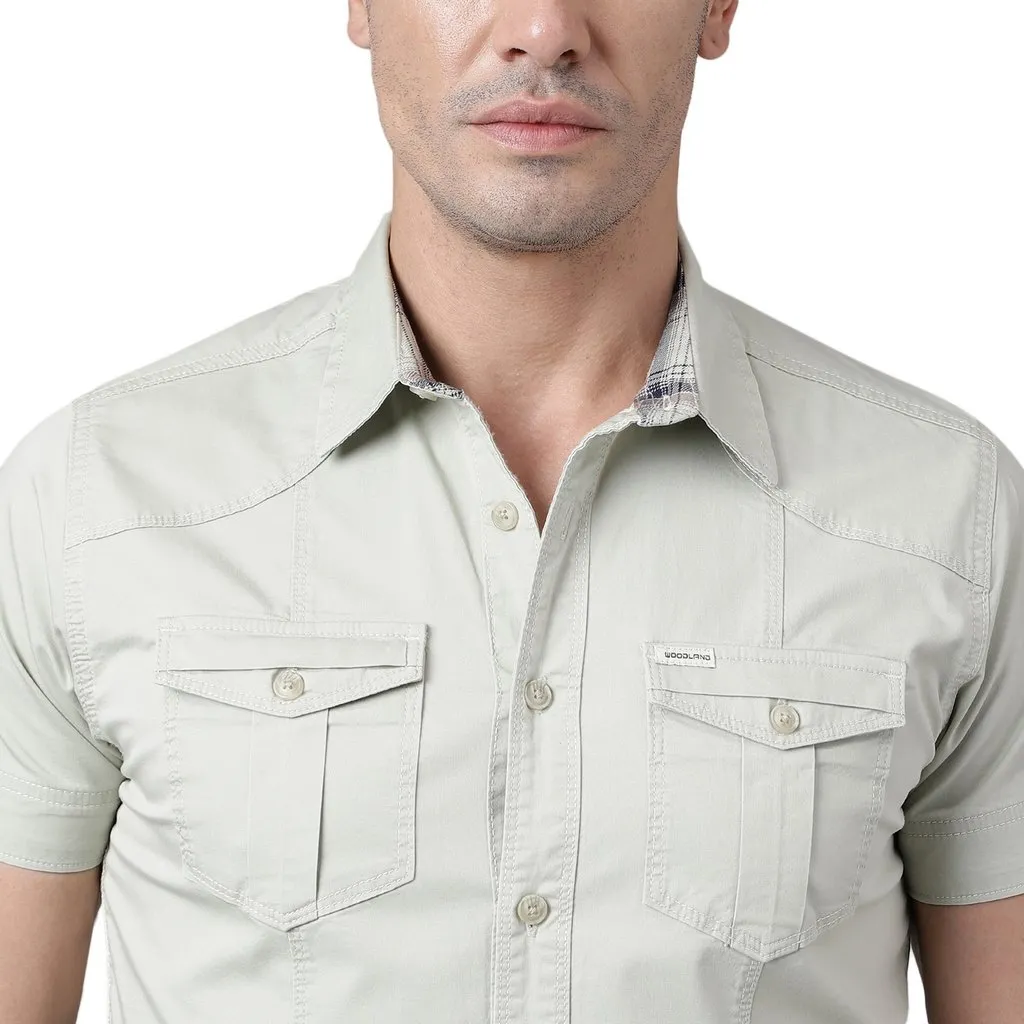 Beige Short sleeve shirt for men - Thumbnail 4