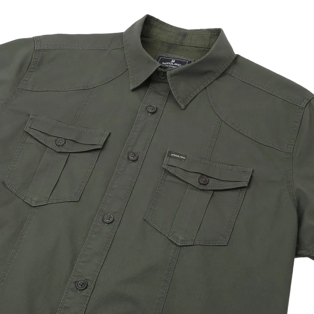 Olive Short sleeve shirt for men - Thumbnail 5