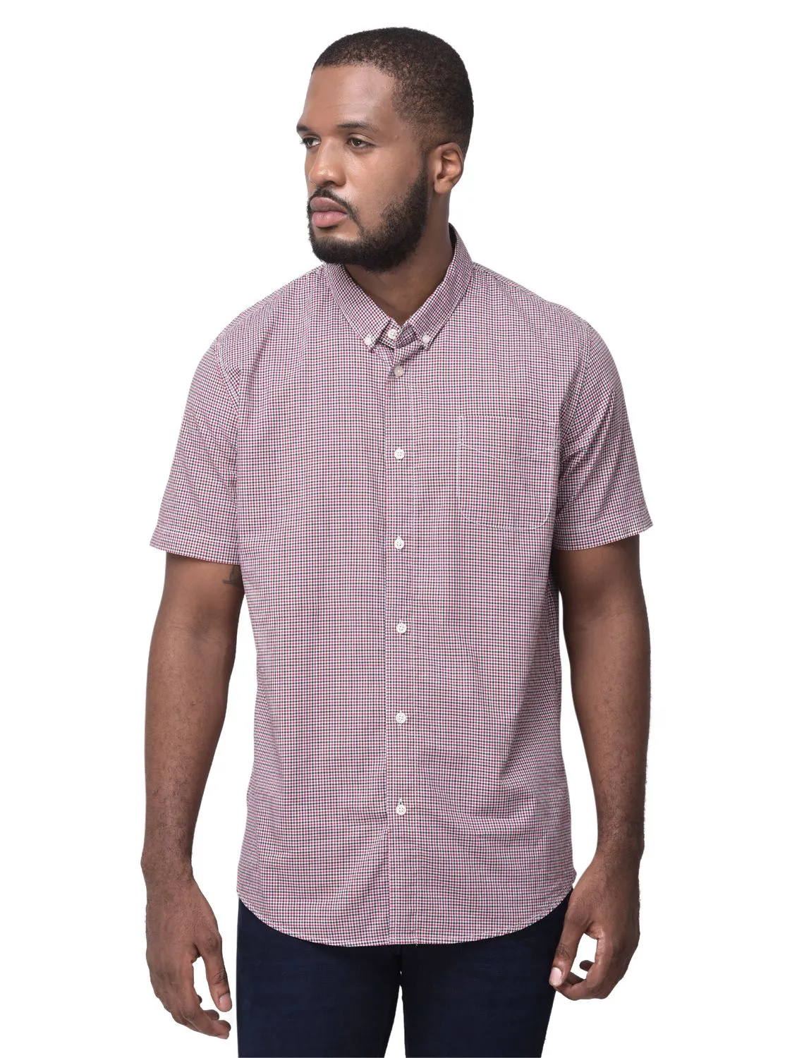 Red/Black half sleeves check shirt - Thumbnail 2