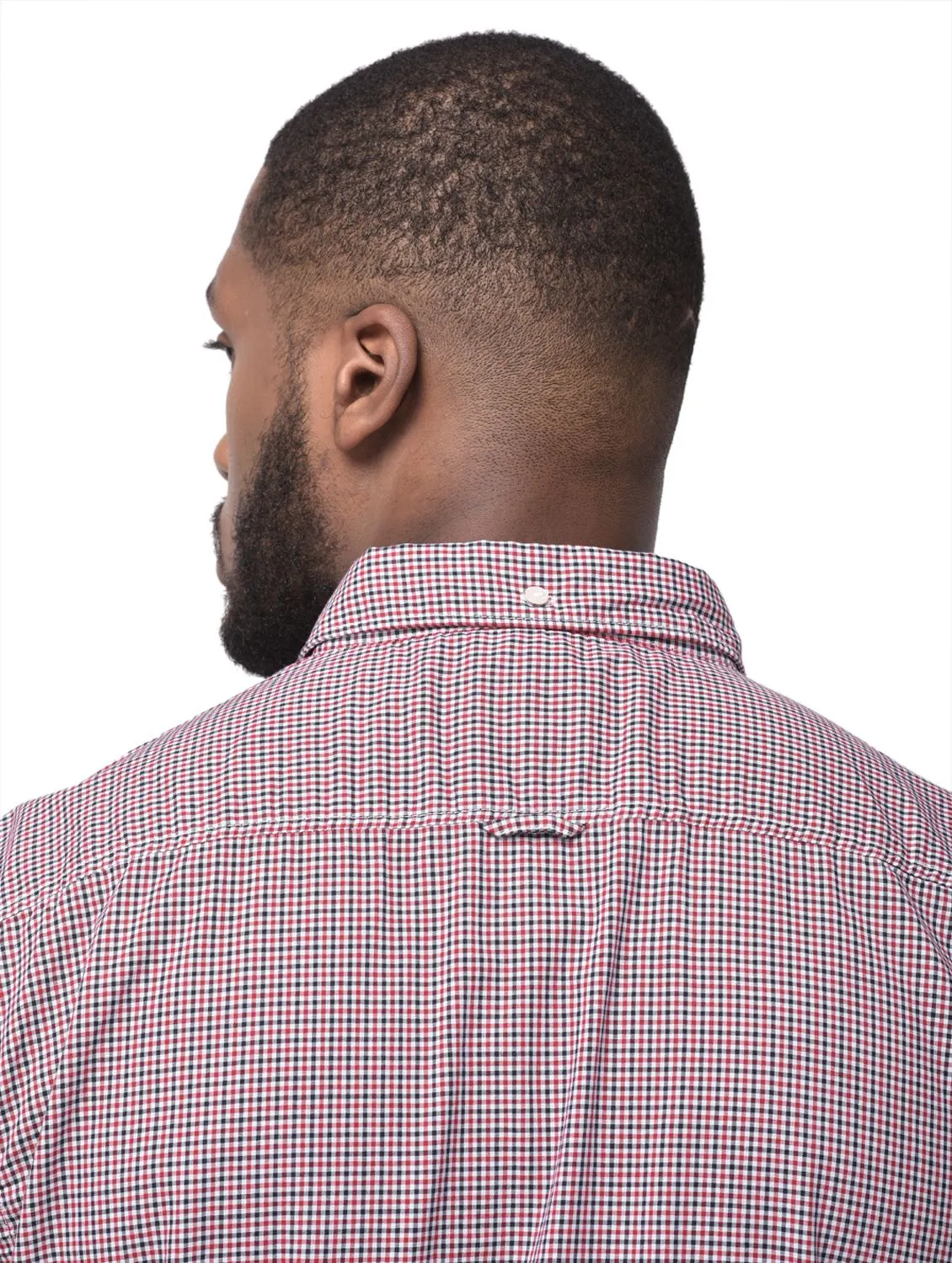 Red/Black half sleeves check shirt - Thumbnail 4