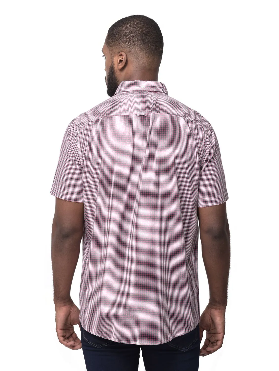 Red/Black half sleeves check shirt - Thumbnail 5