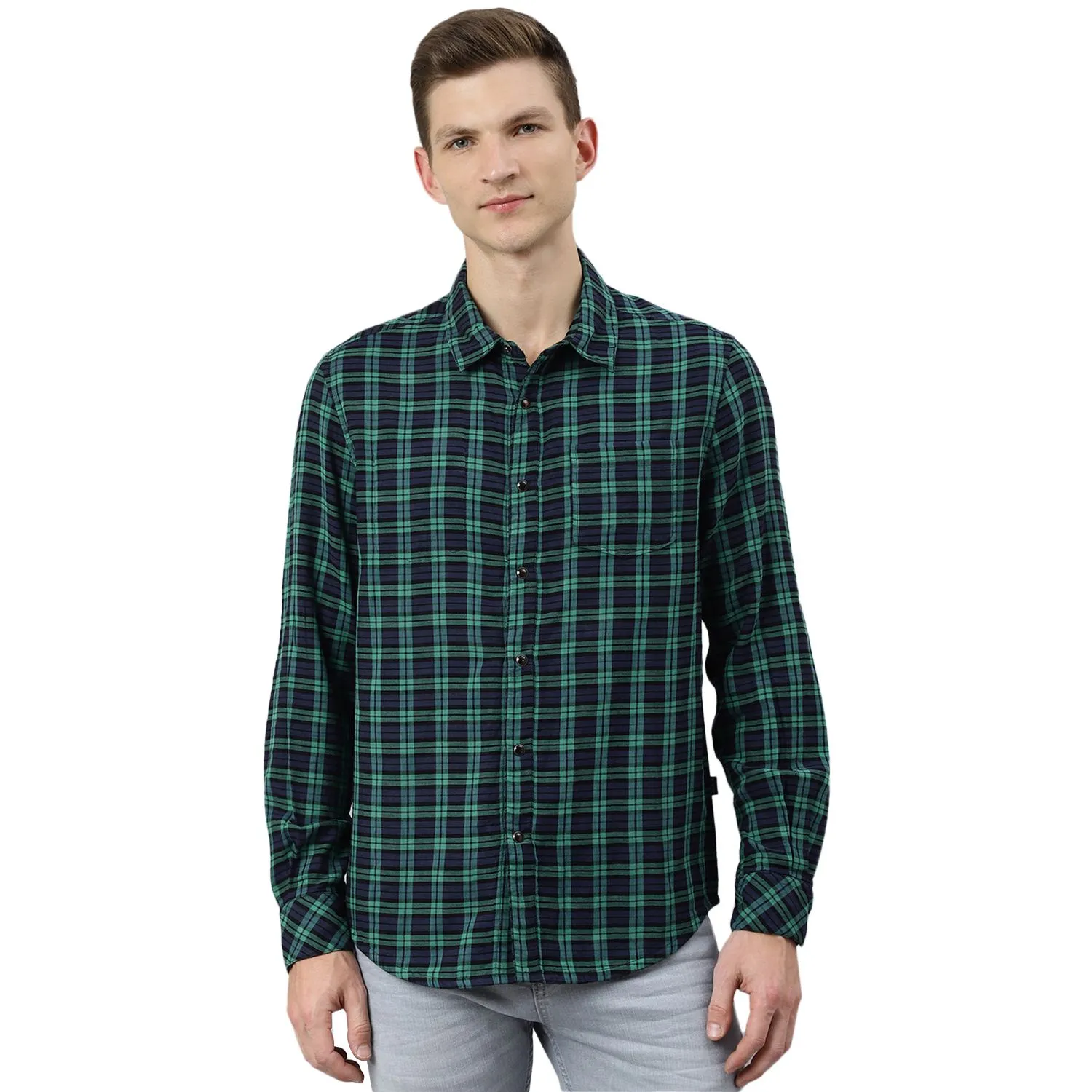 Blue/Green Checkered shirt for men - Thumbnail 1
