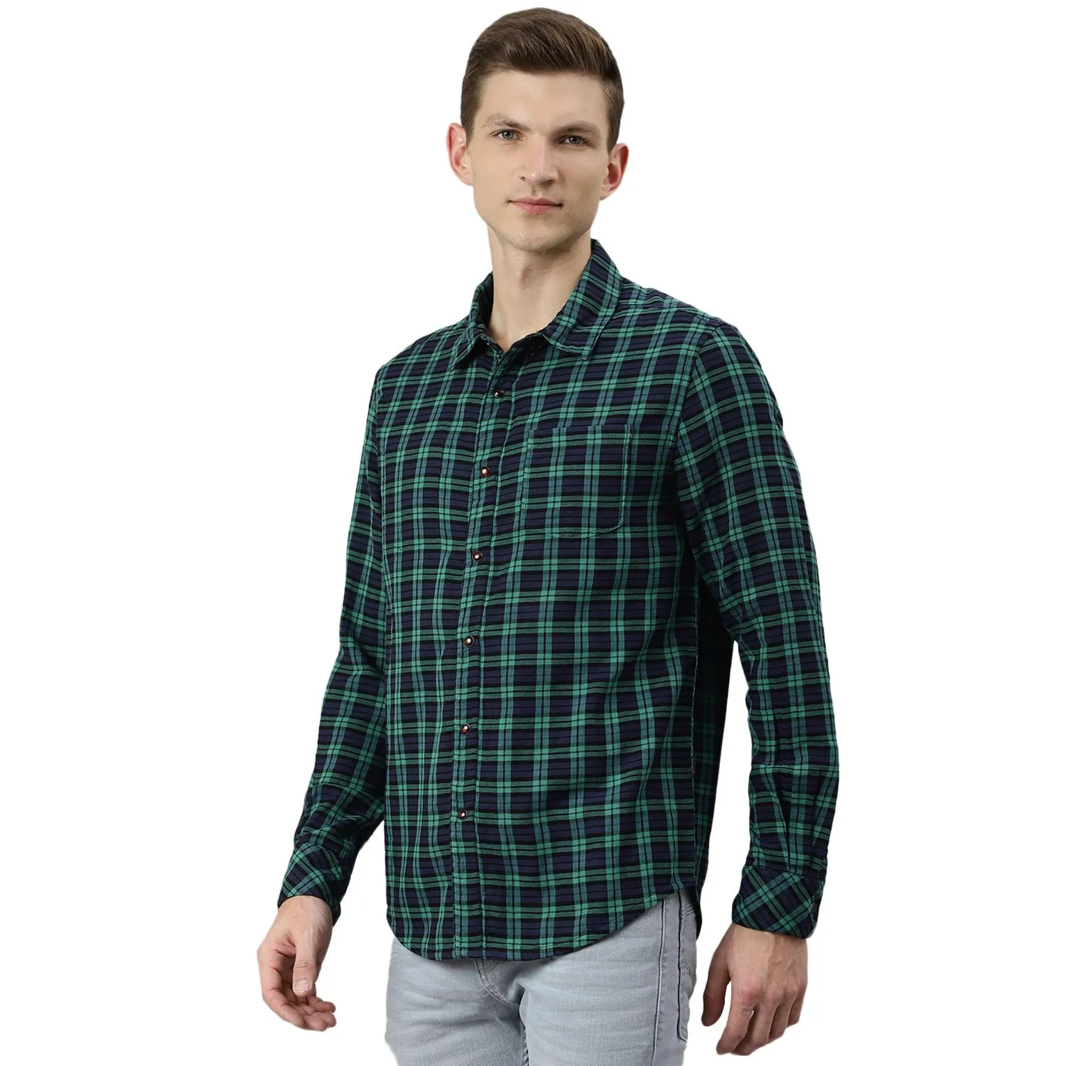 Blue/Green Checkered shirt for men - Thumbnail 2