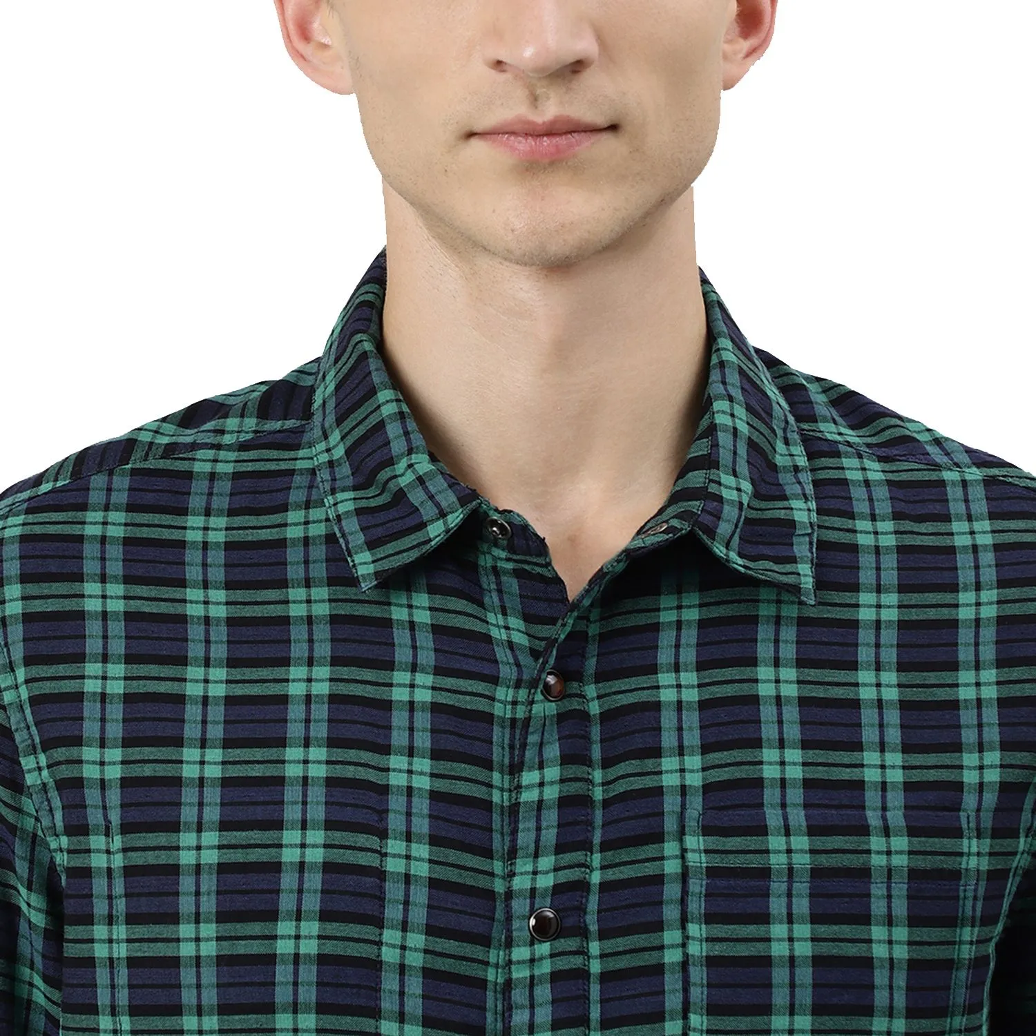 Blue/Green Checkered shirt for men - Thumbnail 5