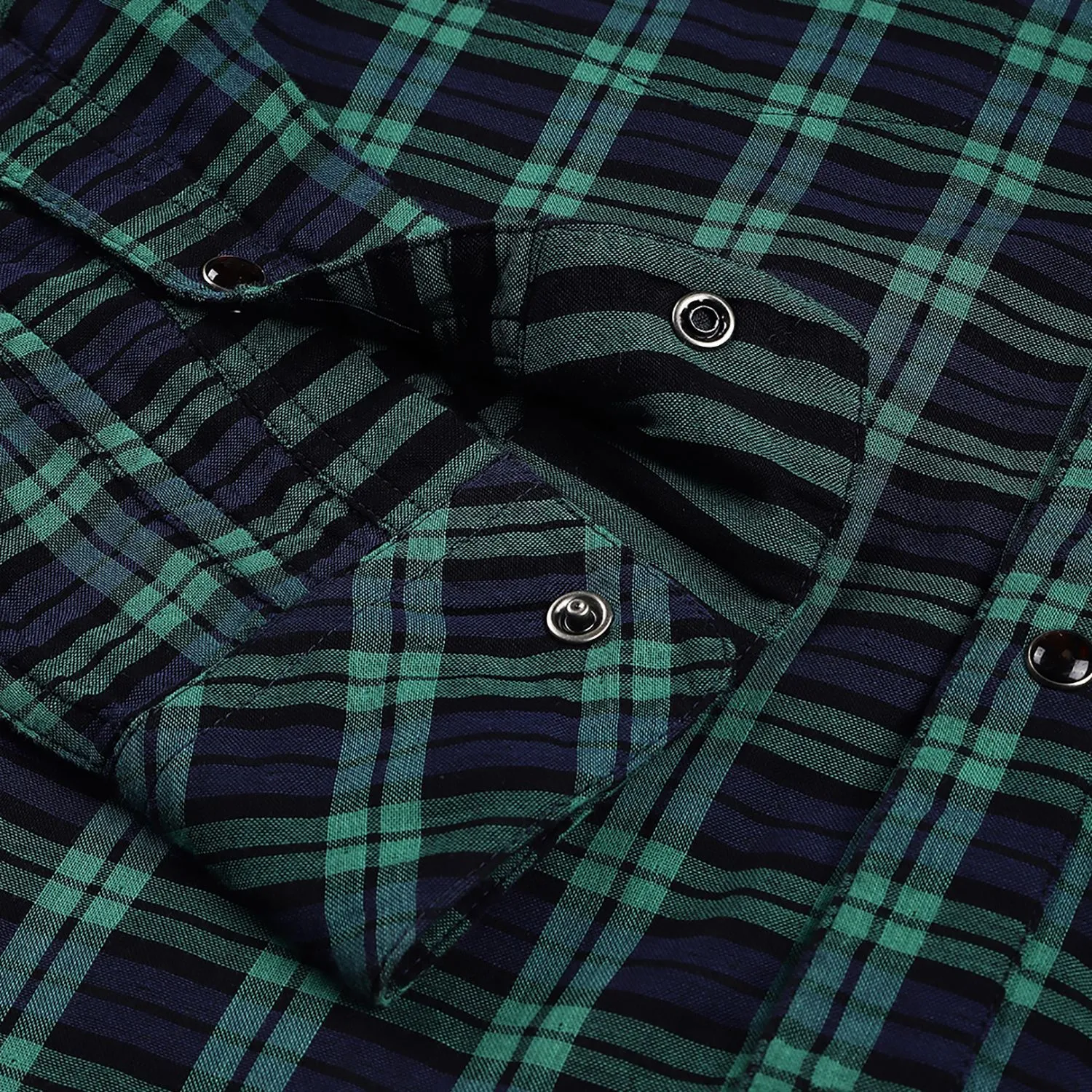 Blue/Green Checkered shirt for men - Thumbnail 7
