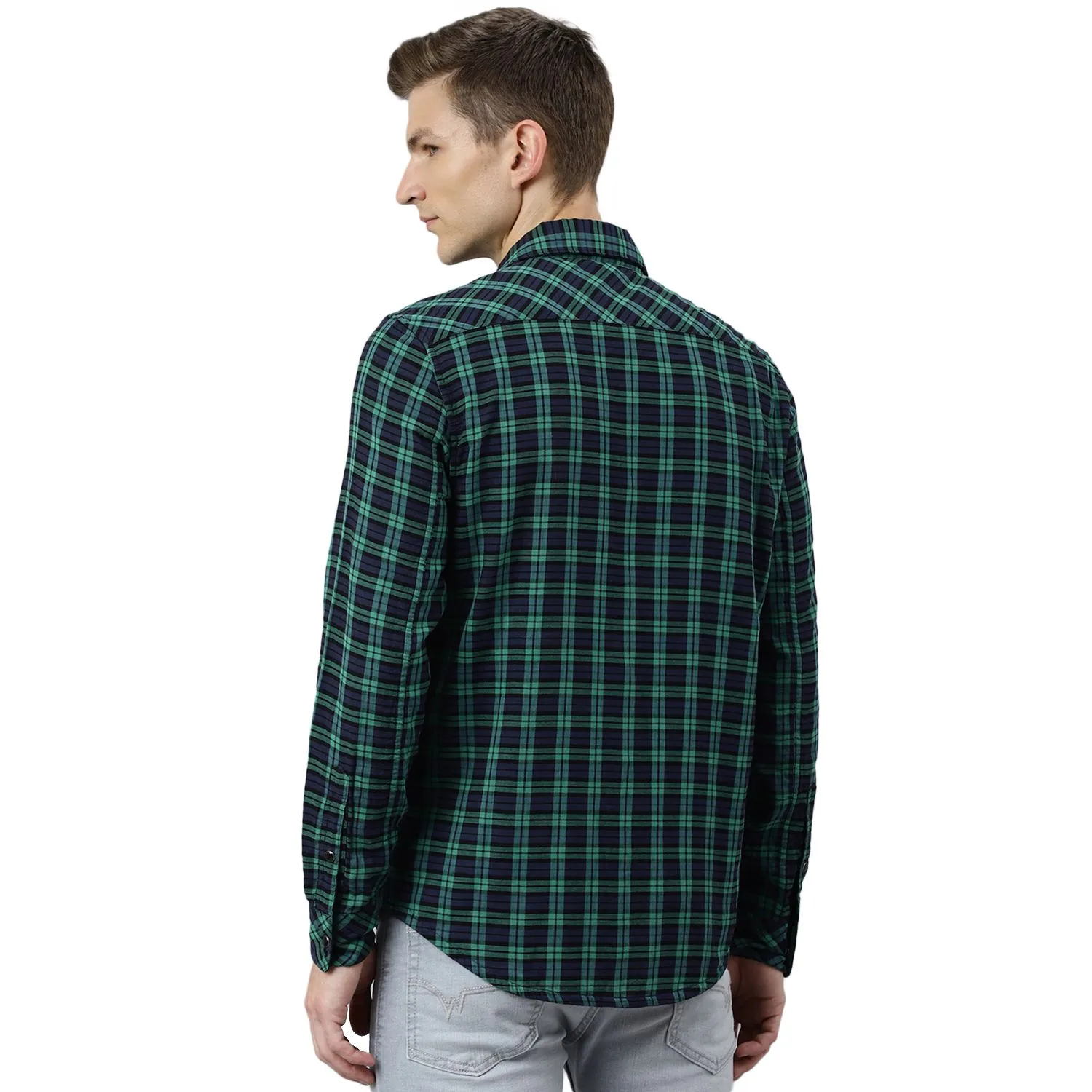 Blue/Green Checkered shirt for men - Thumbnail 9