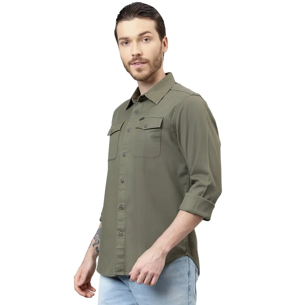 Olive Shirt for Men - Thumbnail 2