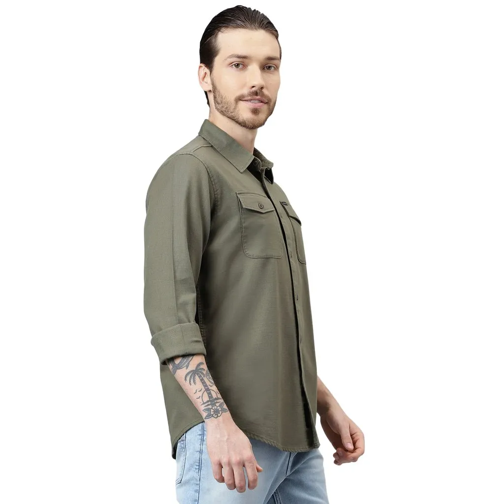 Olive Shirt for Men - Thumbnail 3
