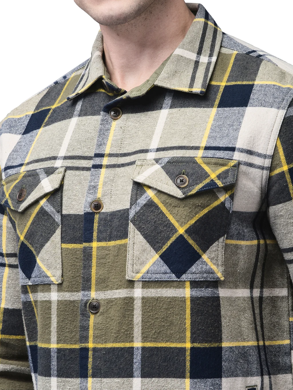 Beige Multicolored Winter Shacket For Men - Thumbnail 4