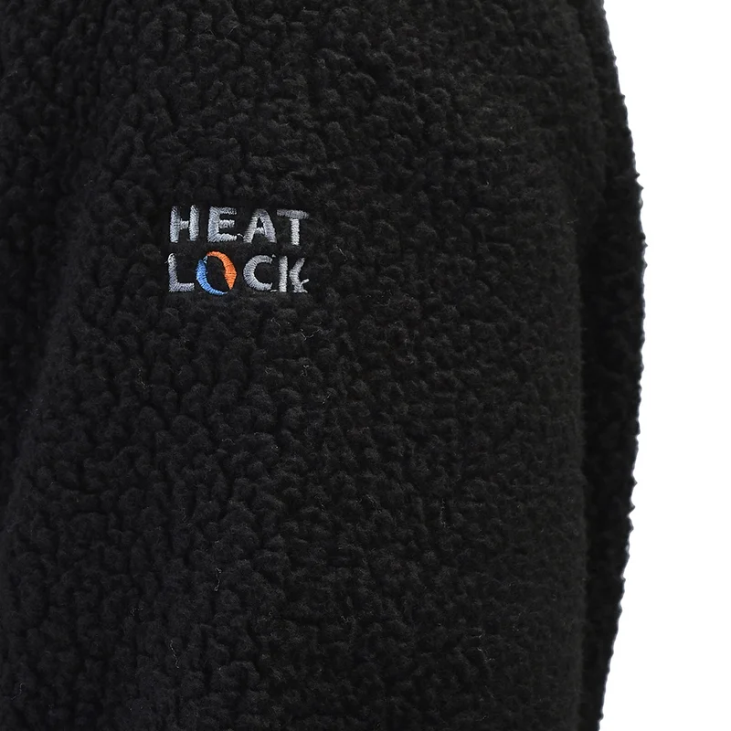 Men High-Neck Onyx black fleece Sweatshirt with full Zip - Thumbnail 5
