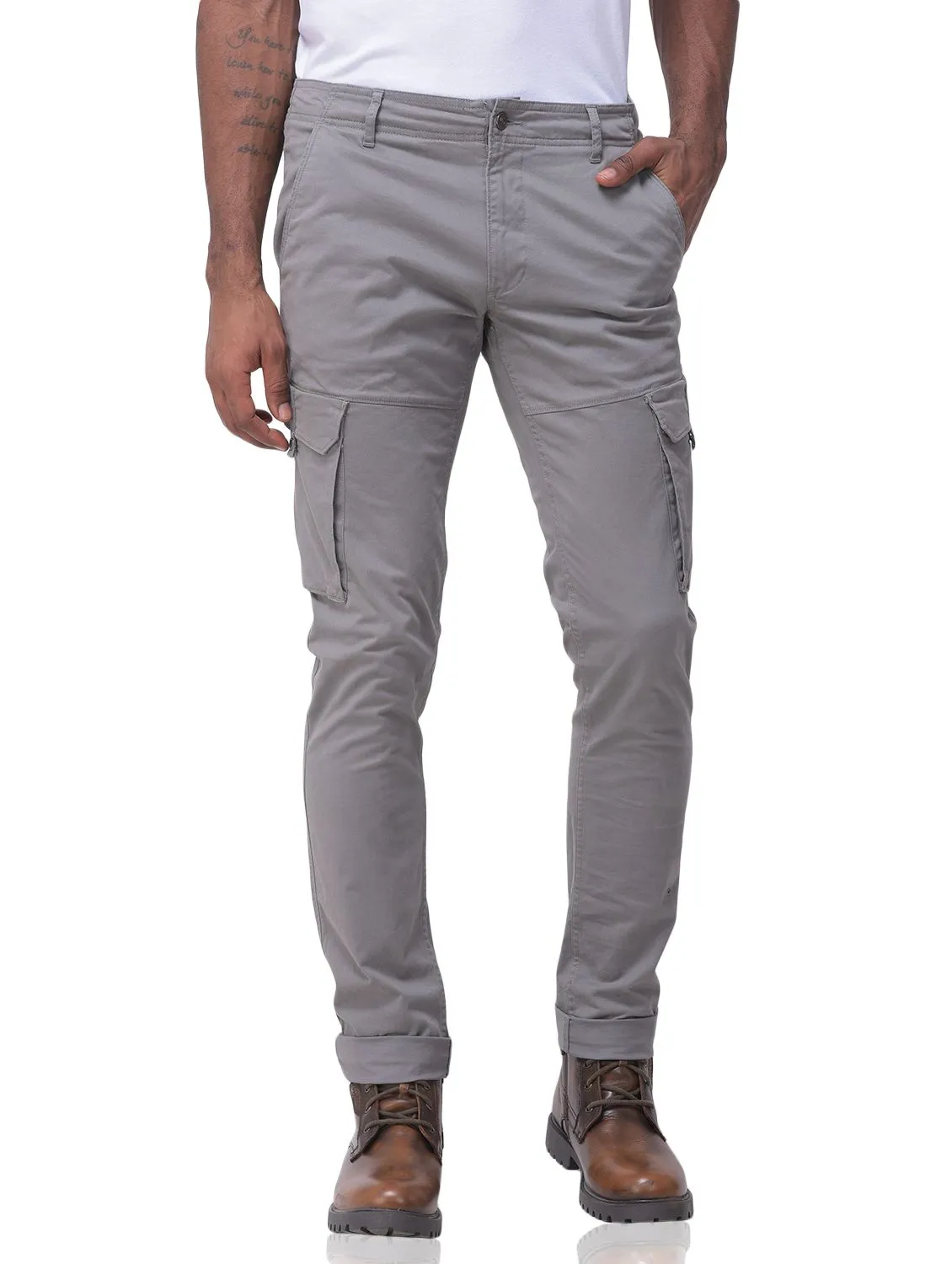 GREY cargo trousers for men - Thumbnail 2