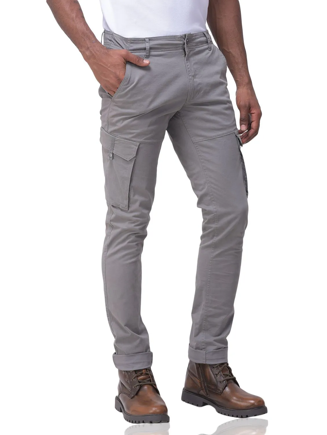 GREY cargo trousers for men - Thumbnail 4