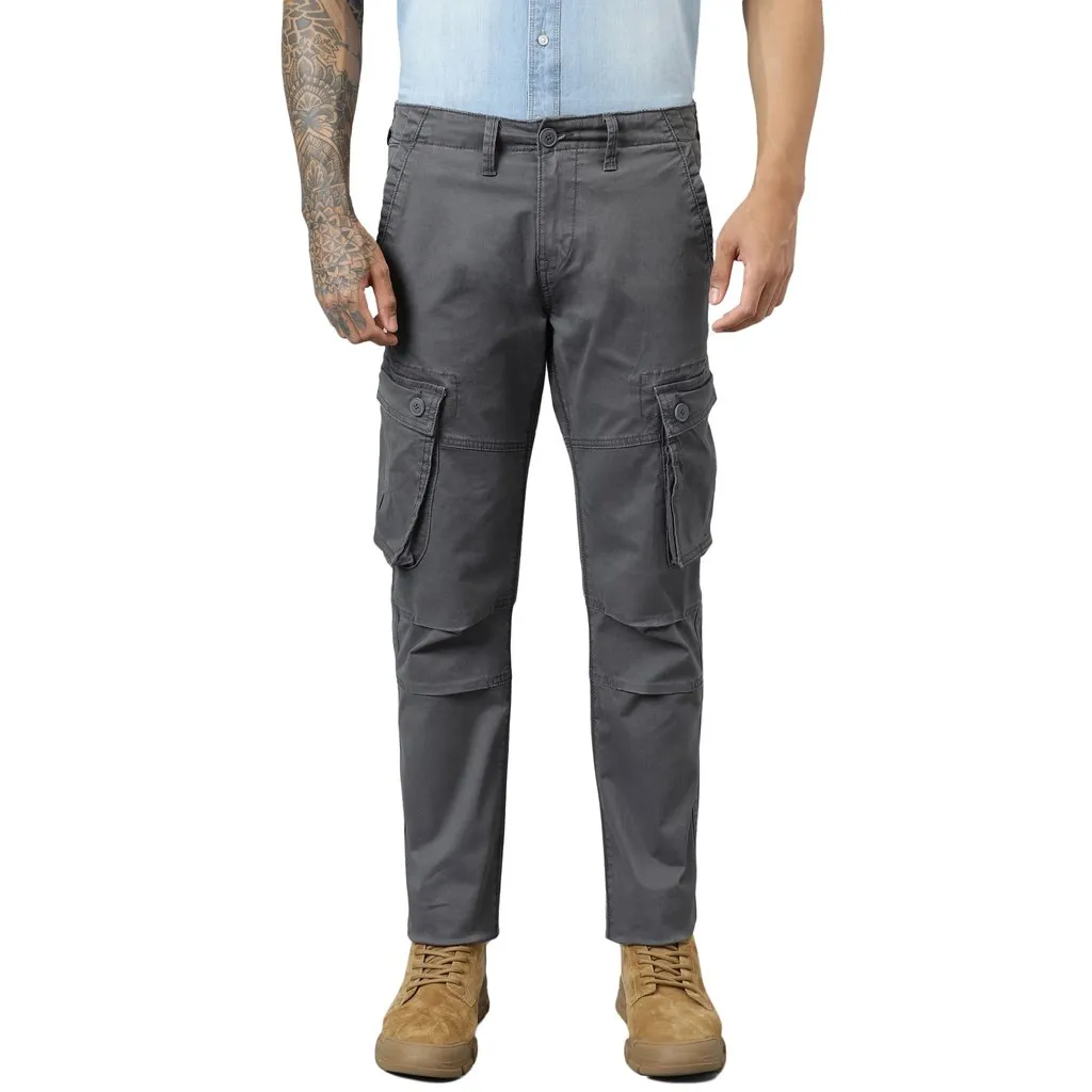 Steel Grey Cargo Pants For Men - Image 1
