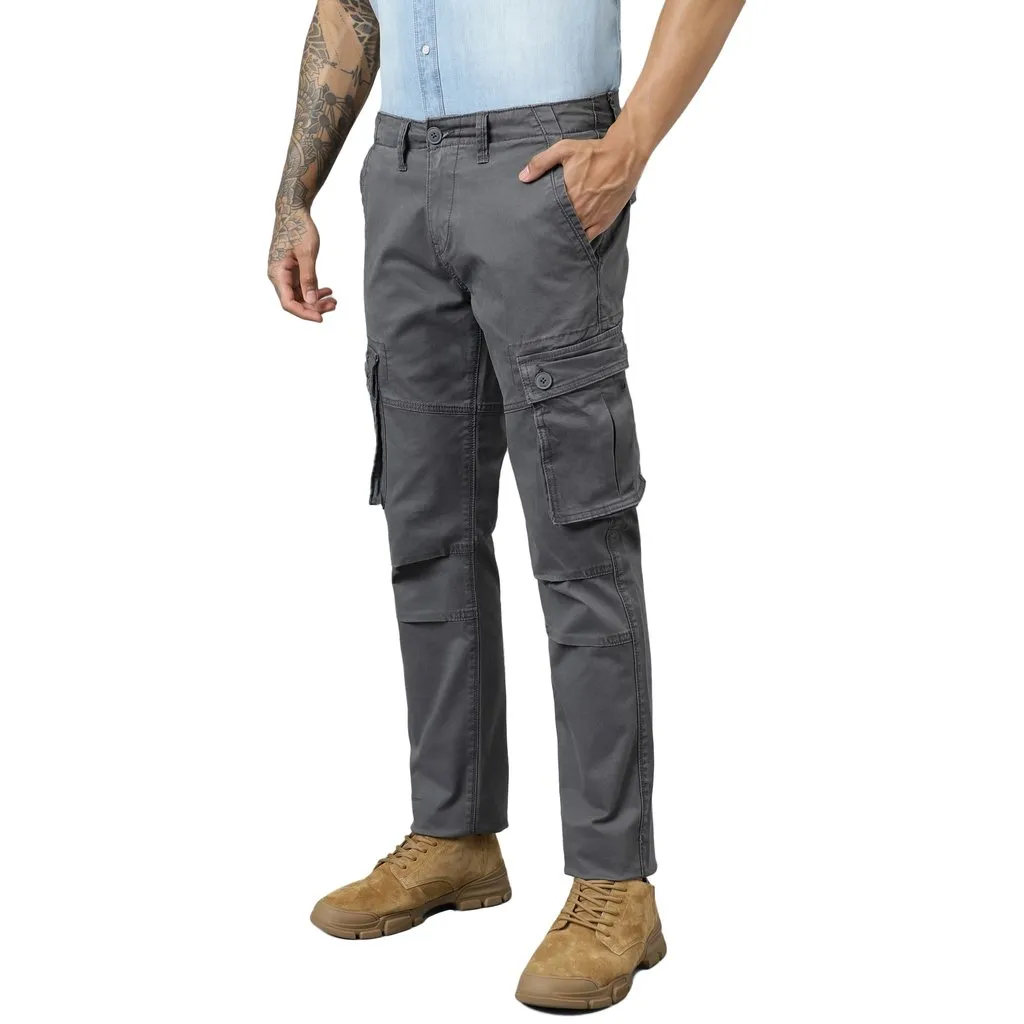 Steel Grey Cargo Pants For Men - Thumbnail 2