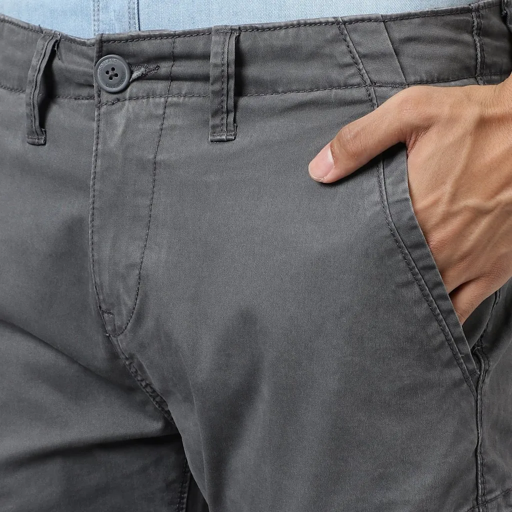 Steel Grey Cargo Pants For Men - Thumbnail 5