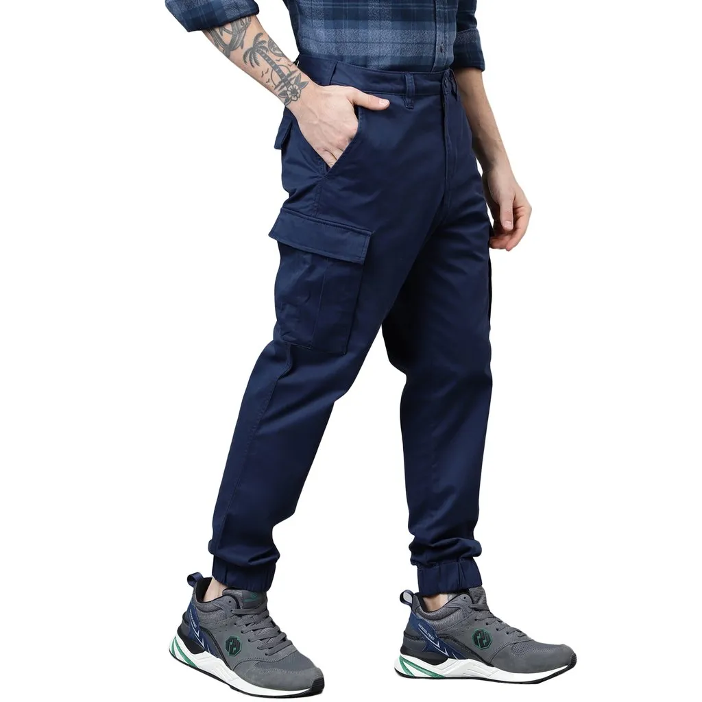 Navy Cargo Pants for Men - Thumbnail 3
