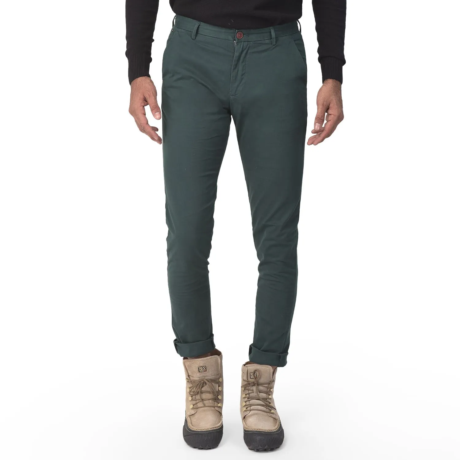 Dark green chinos for men - Thumbnail 2
