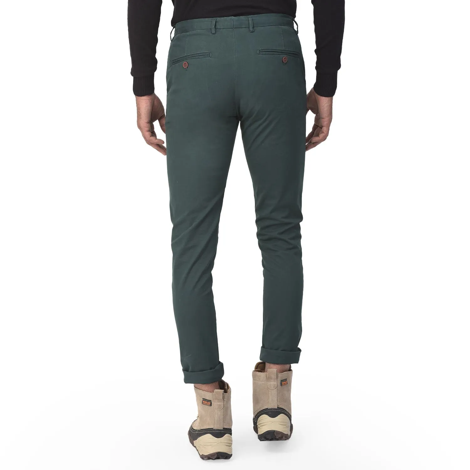 Dark green chinos for men - Thumbnail 4