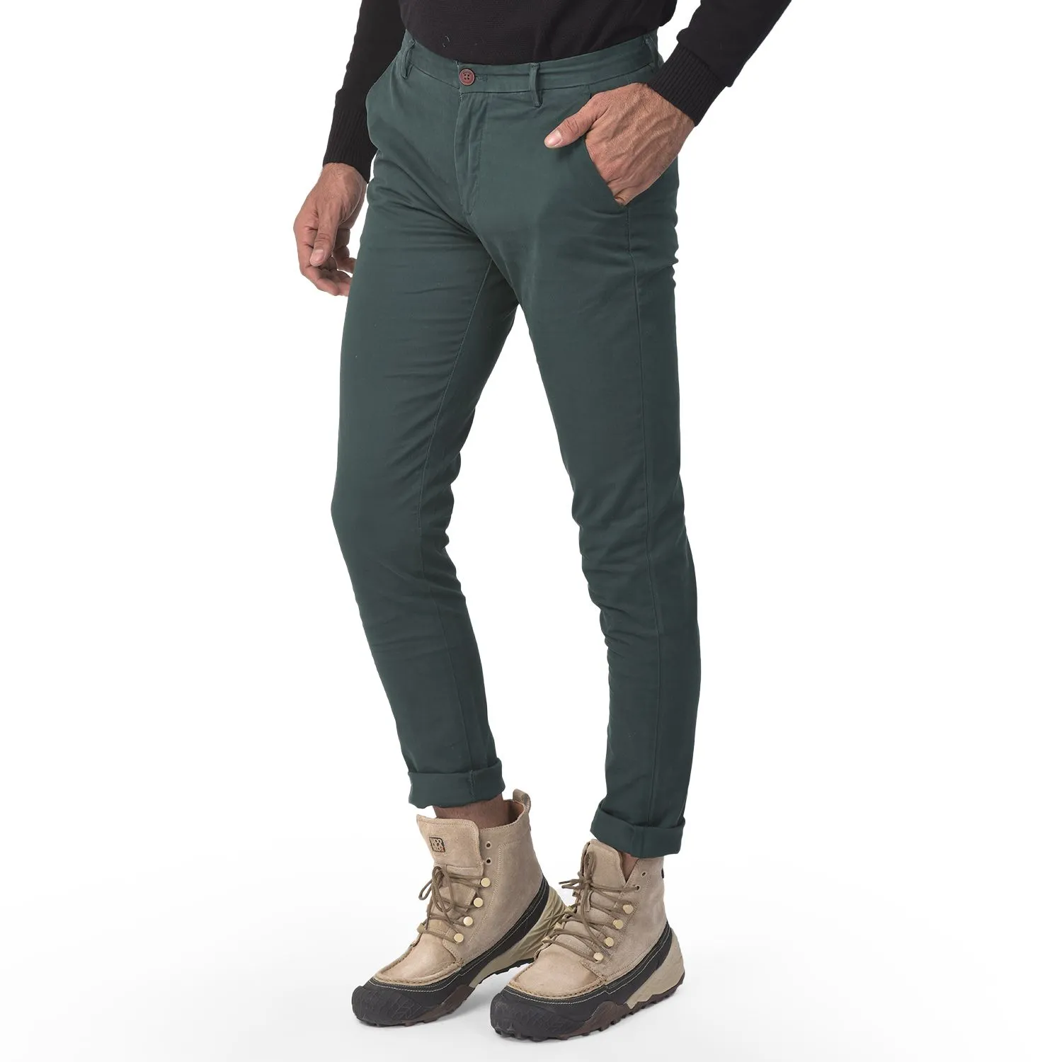 Dark green chinos for men - Thumbnail 5