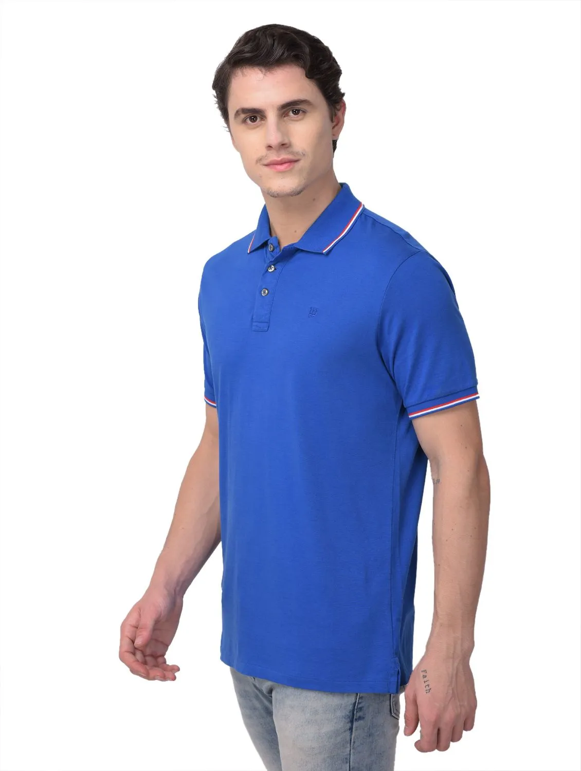 Eastern blue polo T-shirt for men - Thumbnail 5