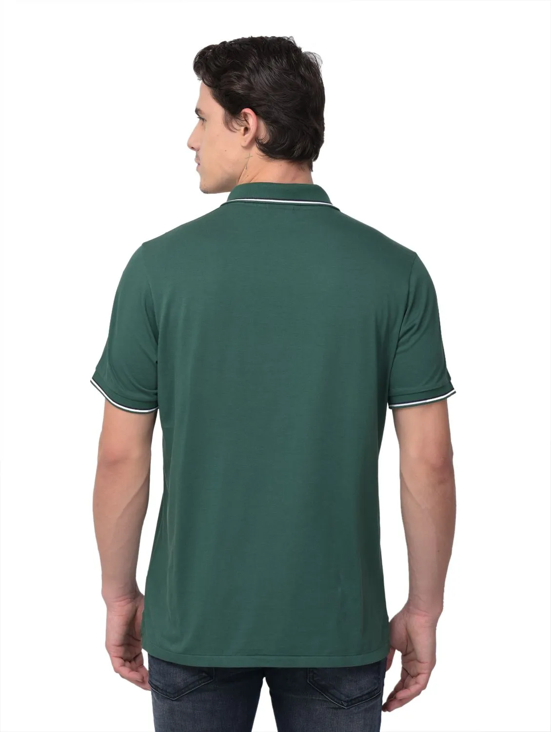 Green polo T-shirt for men - Thumbnail 4