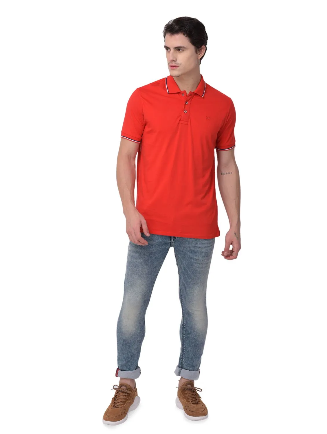 Red polo T-shirt for men - Thumbnail 1