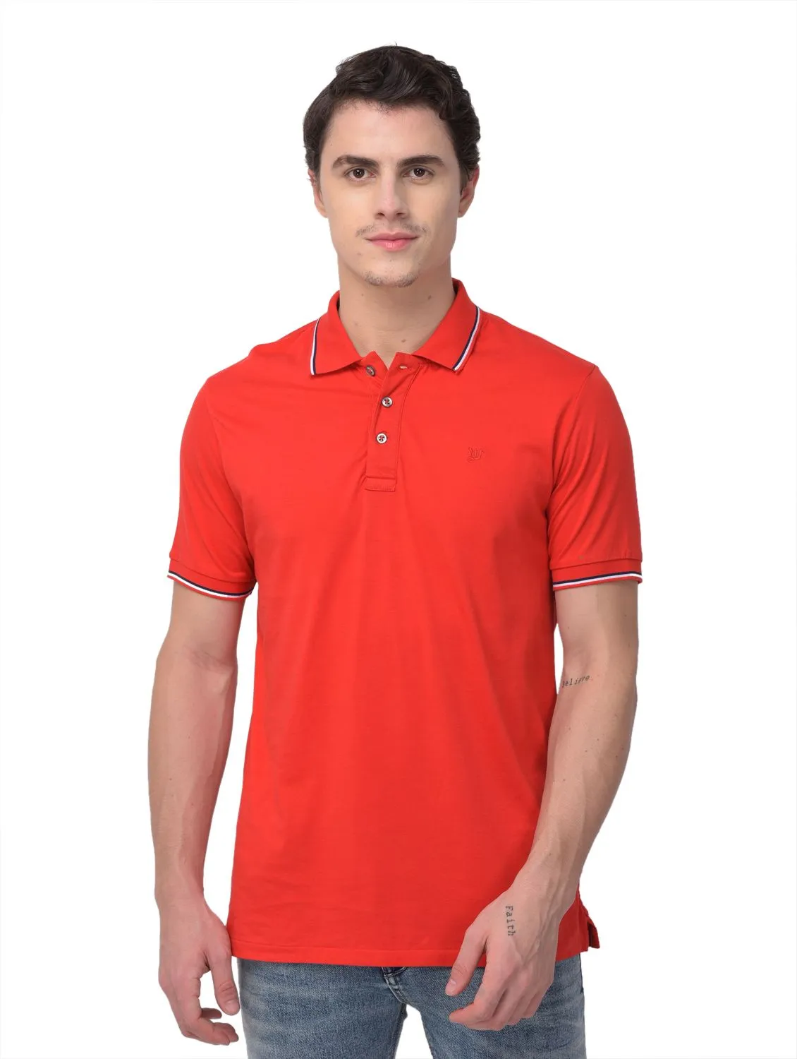 Red polo T-shirt for men - Thumbnail 2