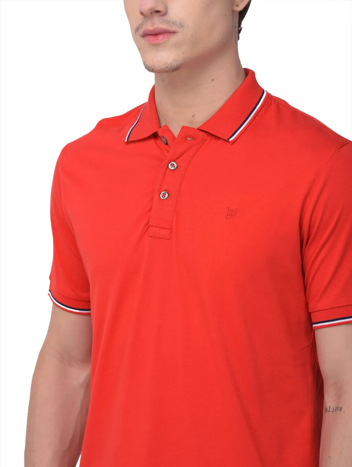 Red polo T-shirt for men - Thumbnail 3