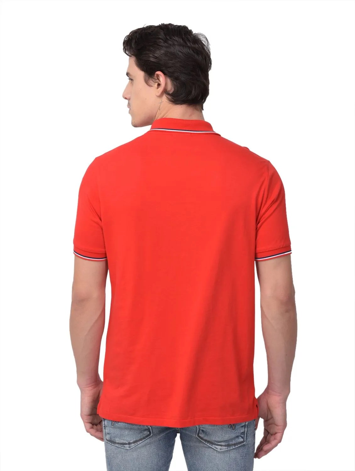 Red polo T-shirt for men - Thumbnail 4