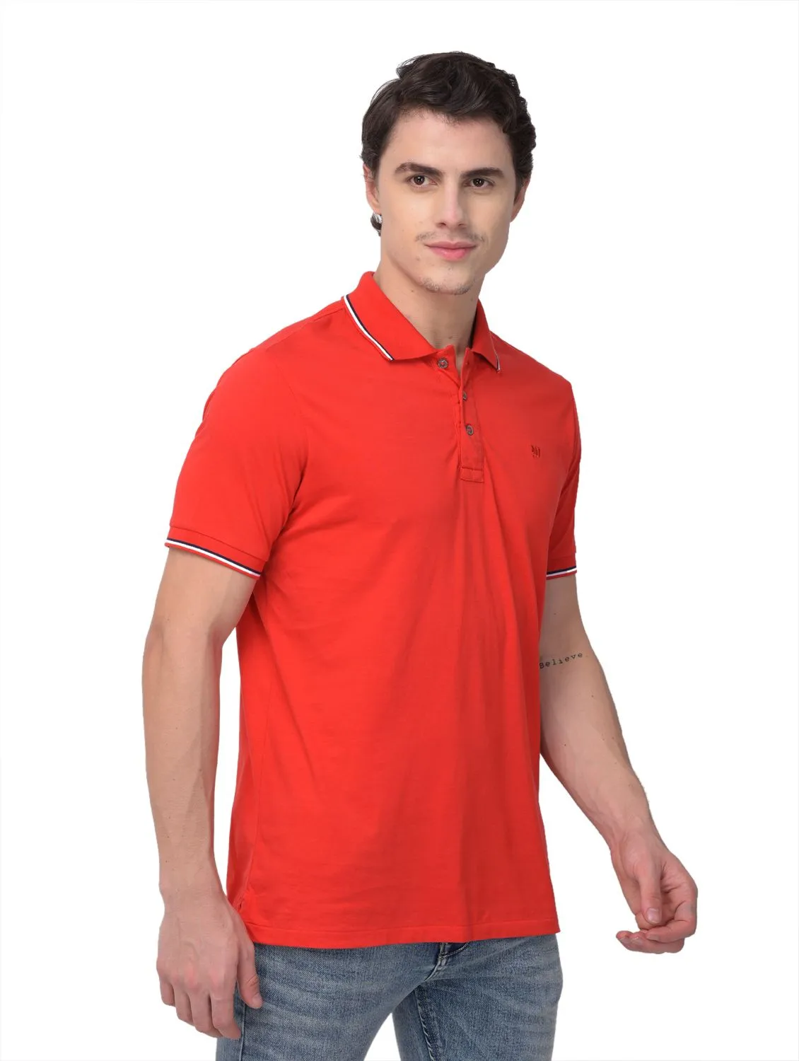 Red polo T-shirt for men - Thumbnail 6