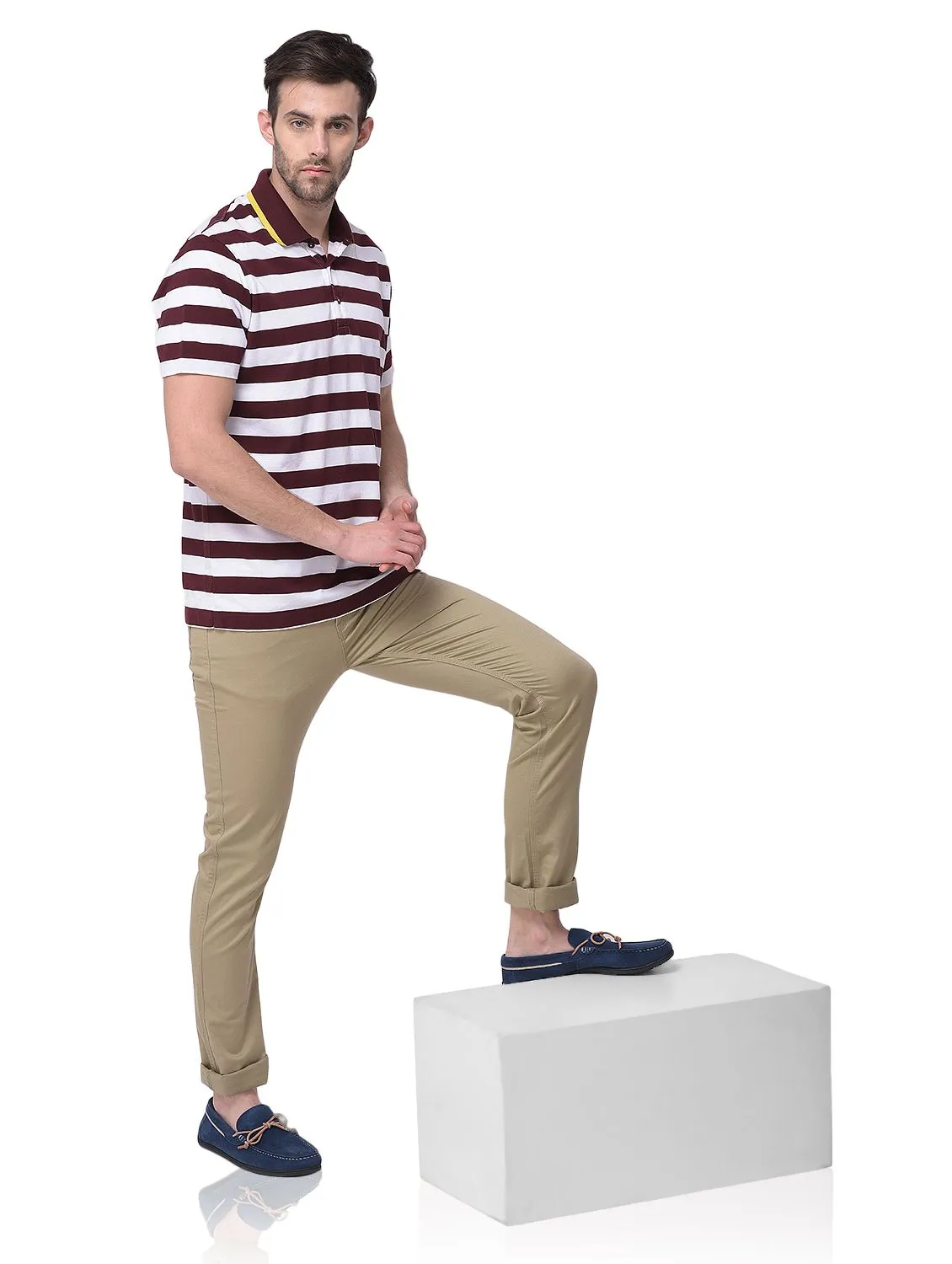 Wine and white t-shirt for men - Image 1
