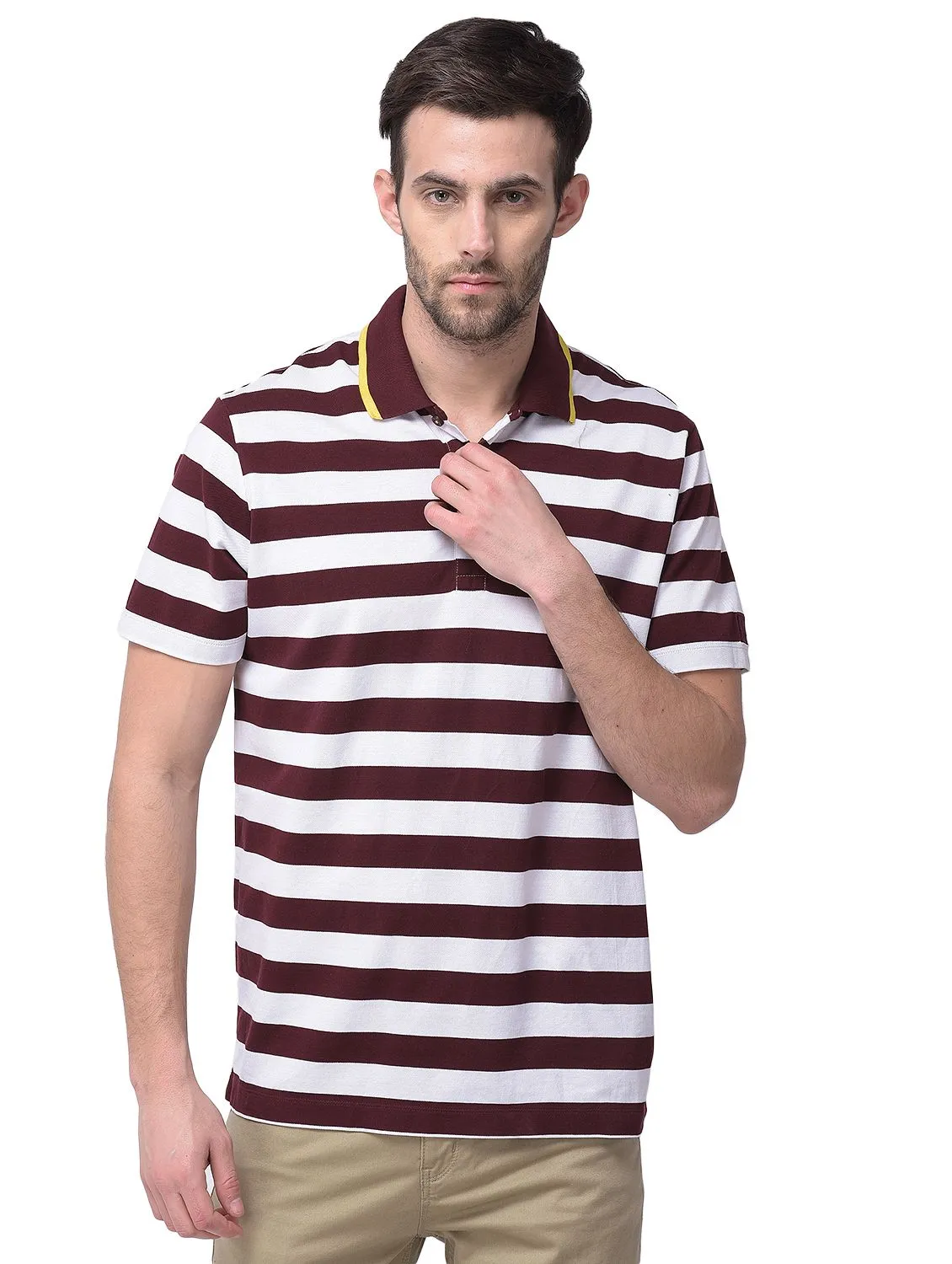 Wine and white t-shirt for men - Thumbnail 2