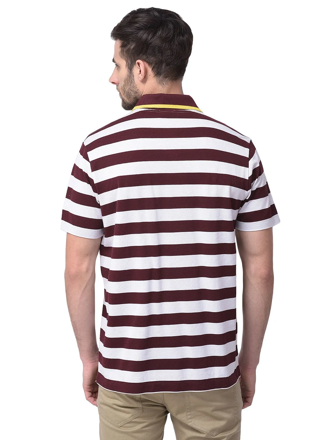 Wine and white t-shirt for men - Thumbnail 4