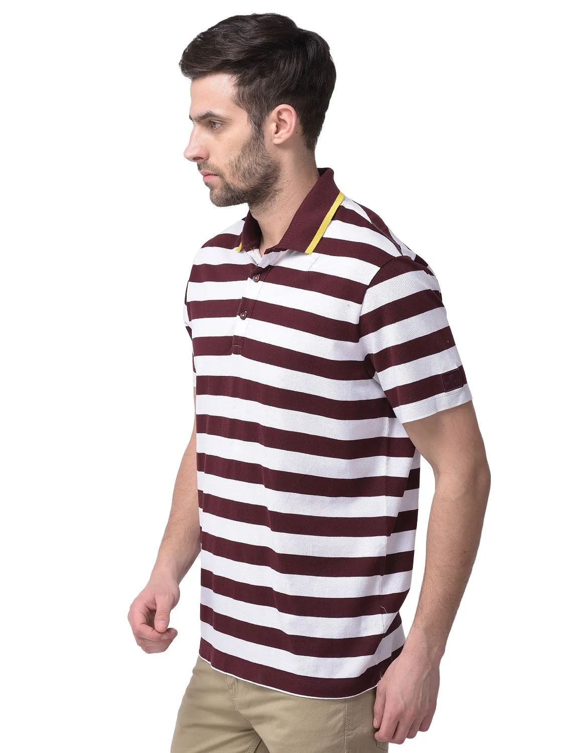 Wine and white t-shirt for men - Thumbnail 5