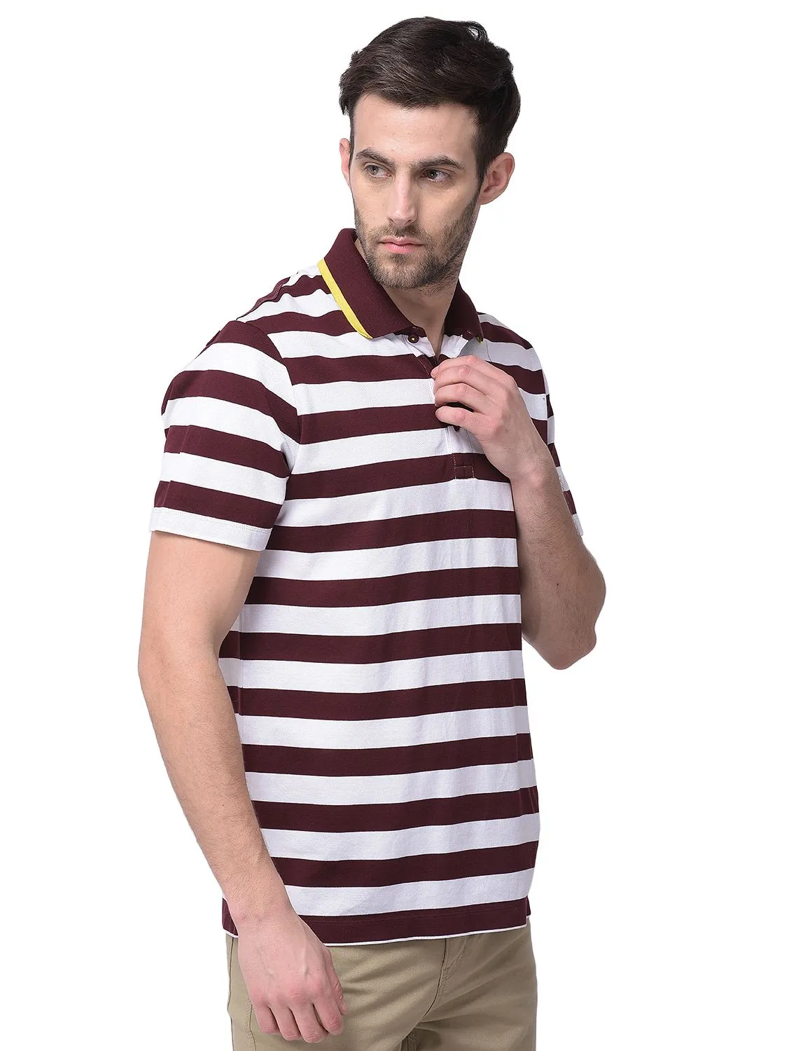Wine and white t-shirt for men - Thumbnail 6